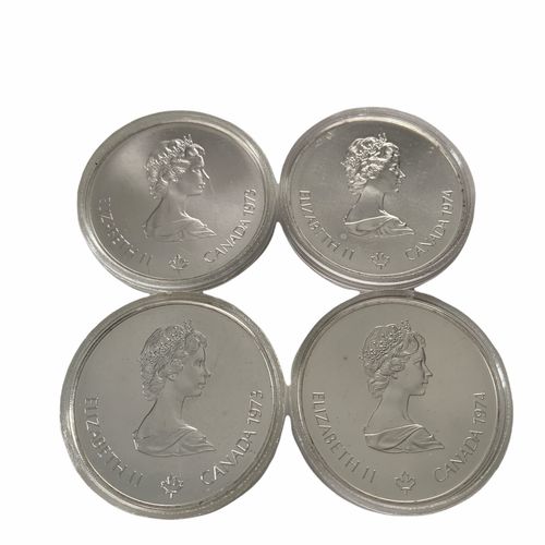 Null 四枚伊丽莎白二世加拿大1976年蒙特利尔奥林匹克运动会5美元银质样币。
