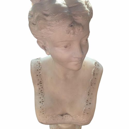 Null A 19TH CENTURY ITALIAN MARBLE BUST OF AN ELEGANT YOUNG LADY

Raised on a so&hellip;