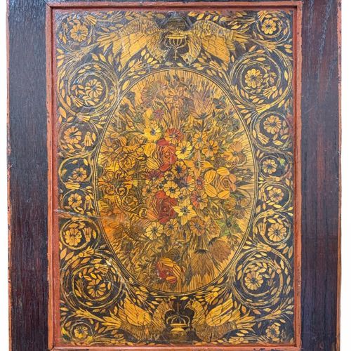 Null A 19TH CENTURY STRAW WORK PANEL

Decorated with birds, flowers and foliage.&hellip;
