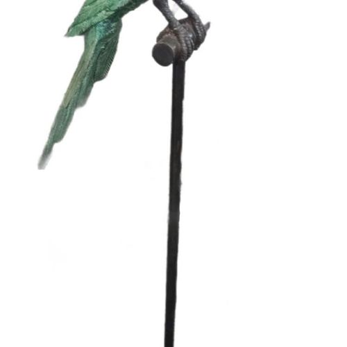 Null 落地式彩绘青铜雕塑，非洲灰栖息鹦鹉。(115cm)



状态: 良好