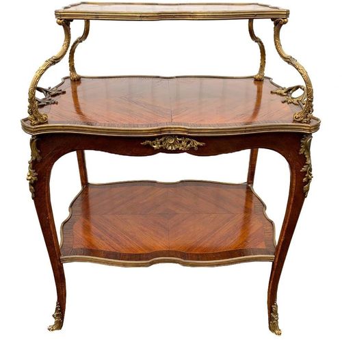 Null A 19TH CENTURY FRENCH LOUIS XV GILT BRONZE KINGWOOD AND ROSEWOOD SERPENTINE&hellip;