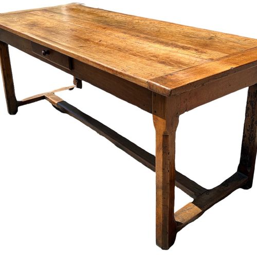 Null 
A GOOD EARLY 19TH CENTURY FRENCH FRUIT WOOD REFECTORY FARMHOUSE TABLE, the&hellip;