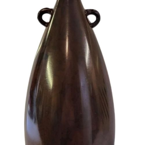 Null A MID 20TH CENTURY BROWN LUSTRE PATINATED BRONZE BALUSTER VASE_x000D_Twin h&hellip;