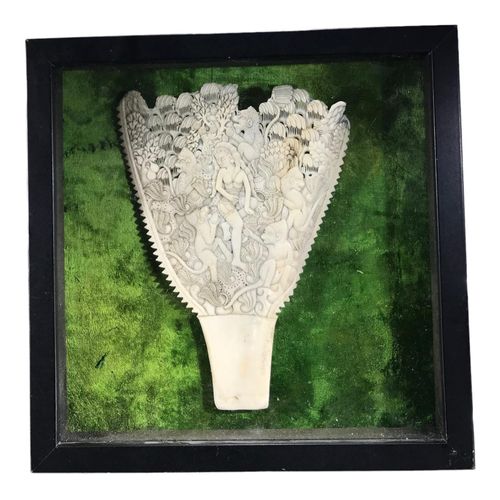 Null A 19TH CENTURY CARVED BONE SCAPULA 
Depicting a Goddess and monkeys amongst&hellip;