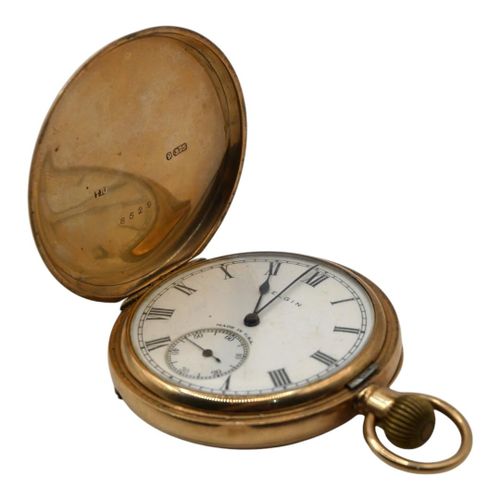 Null ELGIN NATIONAL WATCH CO., USA, AN EARLY 20TH CENTURY 9CT GOLD ELGIN DOUBLE &hellip;