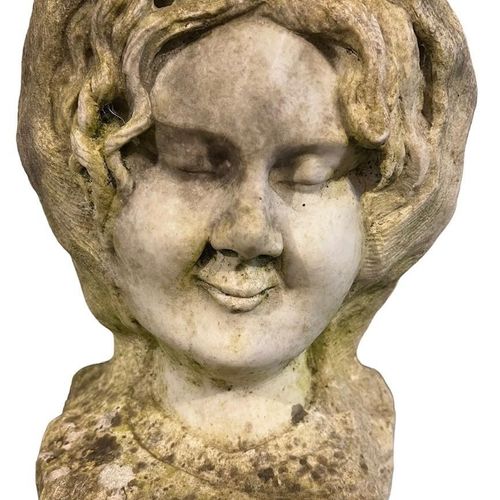 Null A 19TH CENTURY ITALIAN CARVED MARBLE BUST (POSSIBLE MEDUSA).
(h 29cm x d 16&hellip;