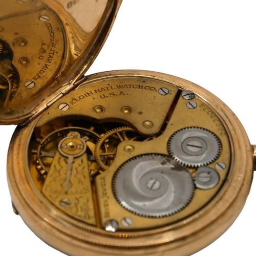 Null ELGIN NATIONAL WATCH CO., USA, AN EARLY 20TH CENTURY 9CT GOLD ELGIN DOUBLE &hellip;