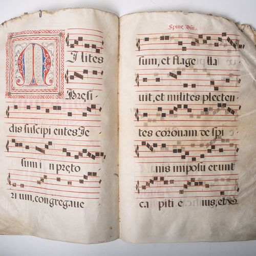 Null Officium (probablement vers 1500), feuille de musique avec texte, cuir fin,&hellip;