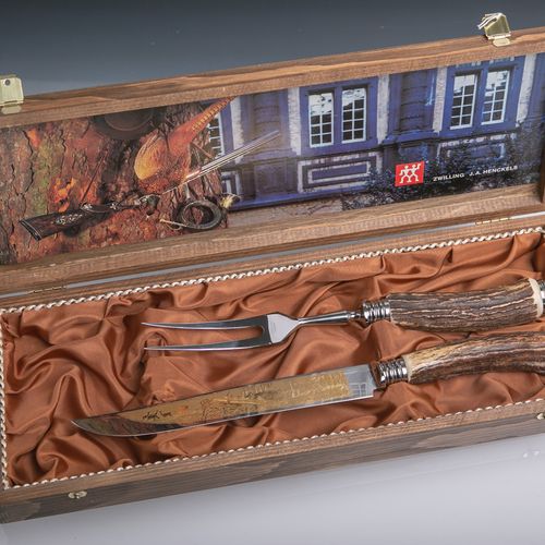 Null Carving set by "Zwilling J.A. Henckels" (Solingen), hunter edition, stag ho&hellip;