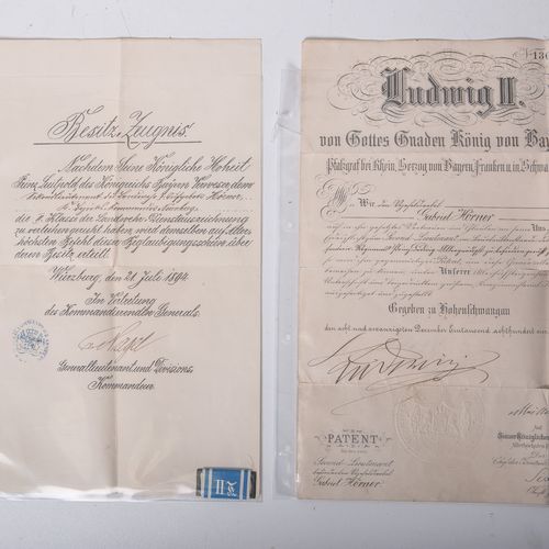 Null 3-part certificate/badge set (Bavaria, 19th century), consisting of: Promot&hellip;