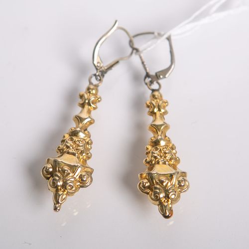 Null Pair of earrings 585 foam gold (Biedermeier style, 19th c.), l. Each ca. 40&hellip;