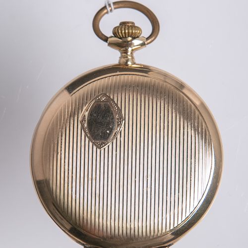 Null Montre de poche aveugle 585 GG (vers 1900), cadran argenté avec chiffres ar&hellip;
