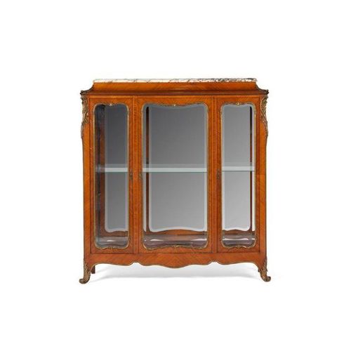 LOUIS XV STYLE KINGWOOD MARBLE TOP DISPLAY CABINET LATE 19TH CENTURY ARMOIRE D'A&hellip;