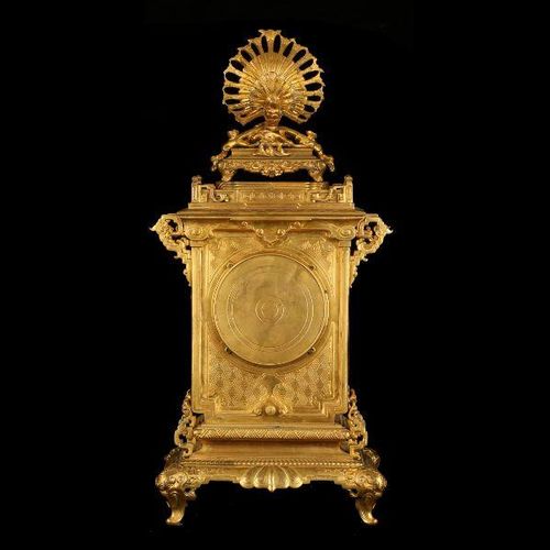 A FINE 19TH CENTURY FRENCH 'JAPONISME' GILT BRONZE AND PORCELAIN CLOCK GARNITURE&hellip;