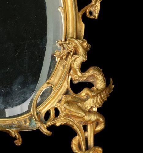 A FINE LATE 19TH CENTURY FRENCH GILT BRONZE TOILET MIRROR IN THE MANNER OF GABRI&hellip;