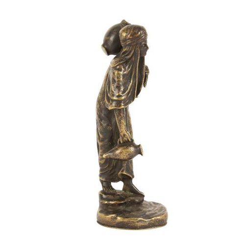A SMALL LATE 19TH CENTURY FRENCH ORIENTALIST BRONZE FIGURE OF AN ARAB WATER CARR&hellip;