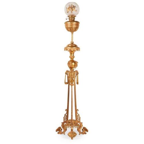 FRENCH 'JAPONISME' GILT BRONZE TORCHÈRE LAMP, ATTRIBUTED TO ÉDOUARD LIÈVRE (1828&hellip;