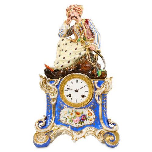 19TH CENTURY FRENCH PORCELAIN MANTEL CLOCK DEPICTING AN OTTOMAN SULTAN FOR THE T&hellip;