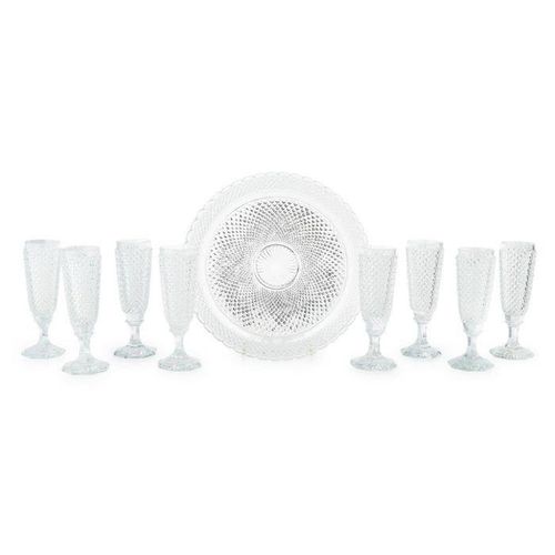SUITE OF BACCARAT GLASS FLUTES AND MATCHING UNDERTRAY LATE 19TH/ EARLY 20TH CENT&hellip;