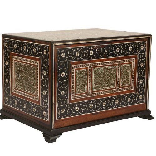A 16TH CENTURY INDO-PORTUGUESE IVORY AND MICROMOSAIC INLAID TABLE CABINET GUJARA&hellip;
