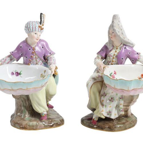 A PAIR OF 18TH CENTURY MEISSEN PORCELAIN OTTOMAN FIGURES MADE FOR THE TURKISH MA&hellip;