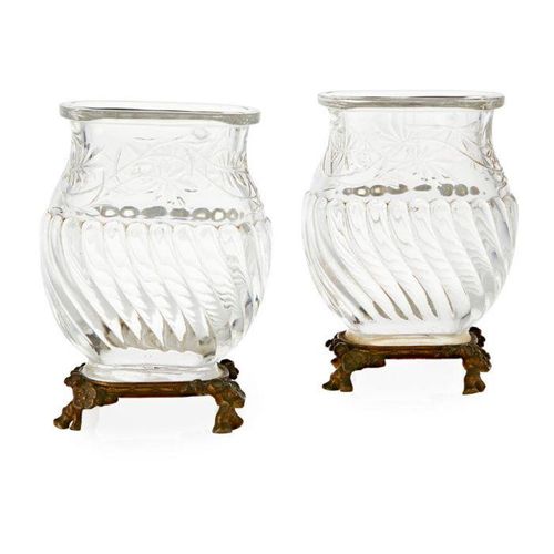 PAIR OF GILT BRONZE MOUNTED BACCARAT 'JAPONISME' GLASS VASES LATE 19TH CENTURY P&hellip;