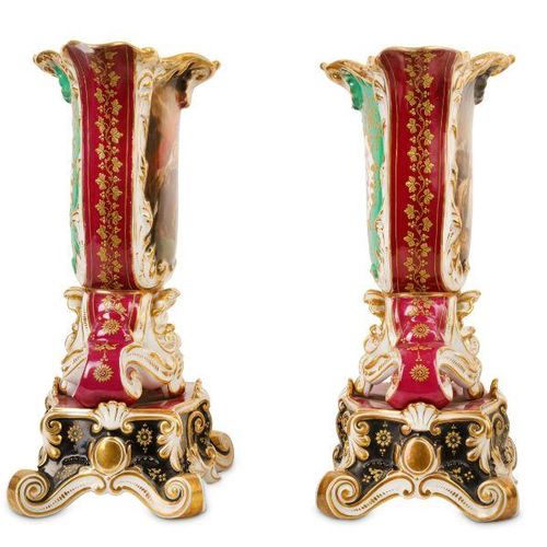 A PAIR OF 19TH CENTURY FRENCH JACOB PETIT STYLE PORCELAIN VASES DEPICTING BIBLIC&hellip;