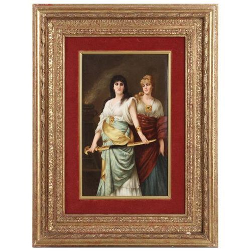 A FINE AND LARGE LATE 19TH CENTURY K.P.M. PORCELAIN PLAQUE DEPICTING JUDITH FINE&hellip;