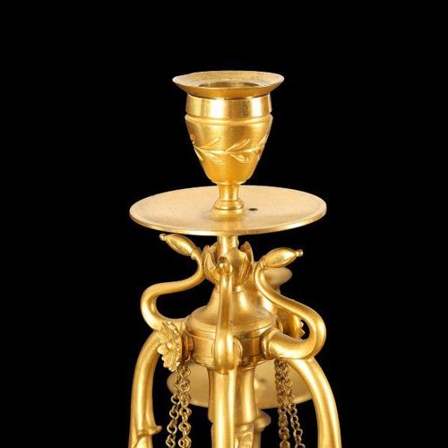 A FINE PAIR OF LATE 19TH CENTURY FRENCH GILT BRONZE AND ALGERIAN ONYX CANDELABRA&hellip;