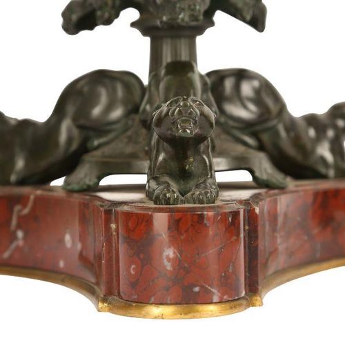 A PAIR OF 19TH CENTURY FRENCH BRONZE AND MARBLE NEO-GREC STYLE CANDELABRA POSSIB&hellip;