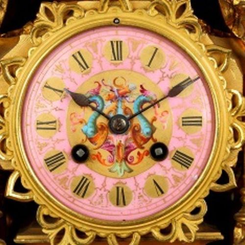 A THIRD QUARTER 19TH CENTURY FRENCH ORMOLU AND PINK PORCELAIN MANTEL CLOCK 19世纪第&hellip;