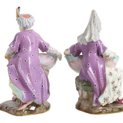 A PAIR OF 18TH CENTURY MEISSEN PORCELAIN OTTOMAN FIGURES MADE FOR THE TURKISH MA&hellip;