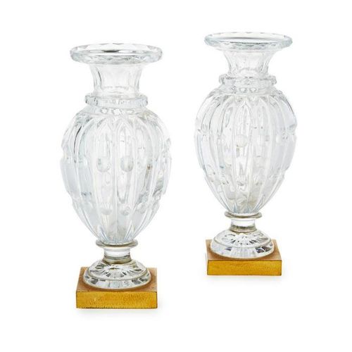PAIR OF GILT BRONZE MOUNTED BACCARAT GLASS VASES LATE 19TH/ EARLY 20TH CENTURY P&hellip;