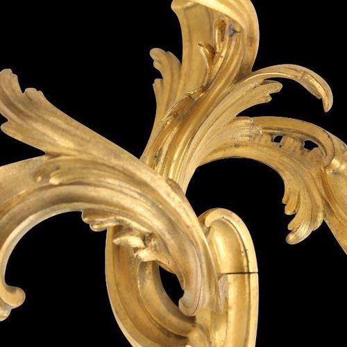 A PAIR OF 19TH CENTURY FRENCH GILT BRONZE ROCOCO STYLE THREE LIGHT WALL APPLIQUE&hellip;