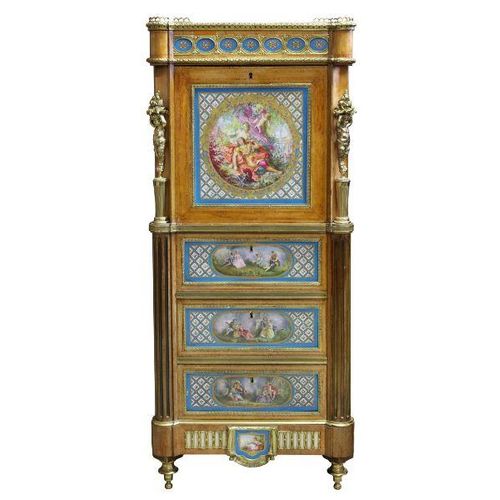 A 19TH CENTURY FRENCH NAPOLEON III KINGWOOD, ORMOLU AND PORCELAIN MOUNTED ESCRIT&hellip;