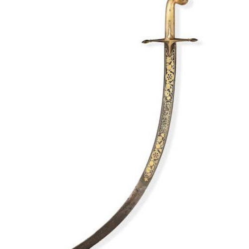 AN OTTOMAN GOLD HORN-HILTED STEEL SWORD (SHAMSHIR) TURKEY 18TH CENTURY ÉPÉE OTTO&hellip;
