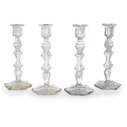 MATCHED SET OF FOUR CUT-GLASS CANDLESTICKS, ATTRIBUTED TO BACCARAT LATE 19TH/ EA&hellip;