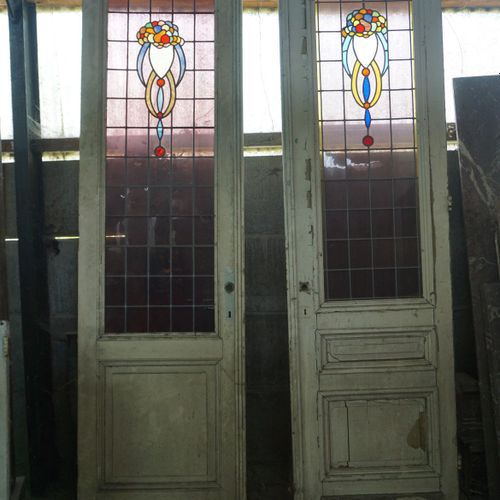 Null Paire of doors with fire glass H283x75