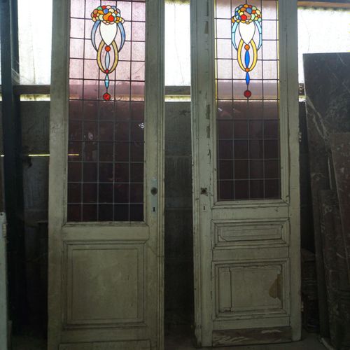 Null Paire of doors with fire glass H283x75