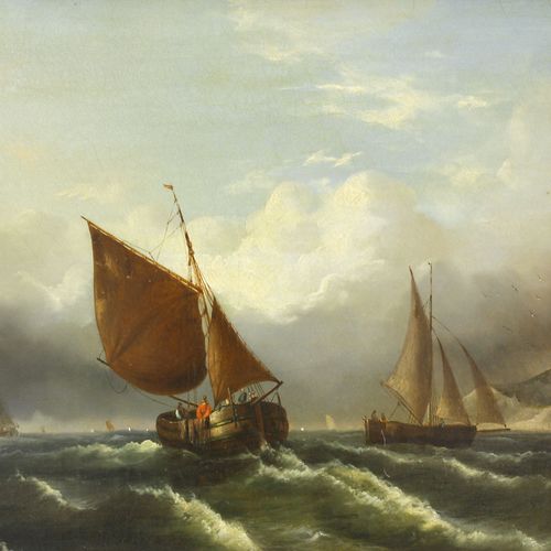 Marinemaler des 19. Jh., Zwei Segelboote auf bewegter See, im Hintergrund weiter&hellip;