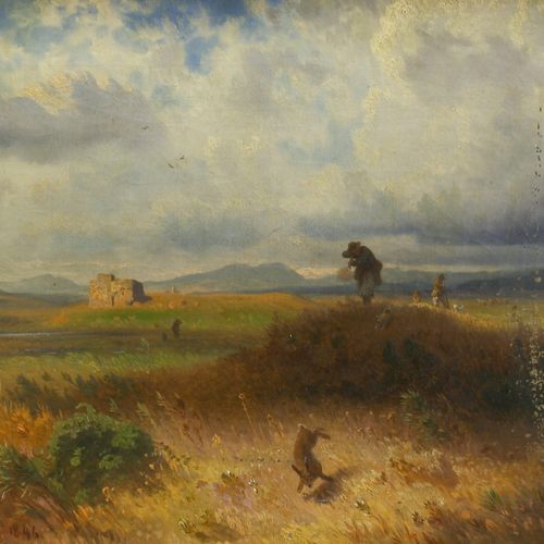 Achenbach, Andreas, Jagdszene in hügeliger Landschaft. 1846 Achenbach, Andreas (&hellip;