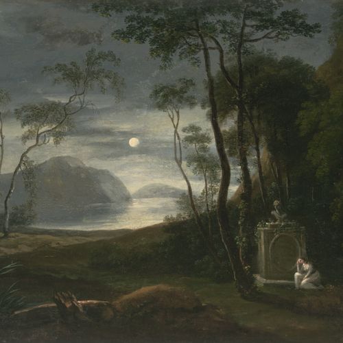 Romantiker, um 1800, Mondscheinlandschaft Romántico, c. 1800 Paisaje a la luz de&hellip;