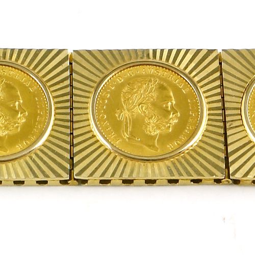 Armband, 585er GG. Mit sieben 1 Dukaten Münzen, Österreich, 1915 手镯，585 GG.有7个1 &hellip;
