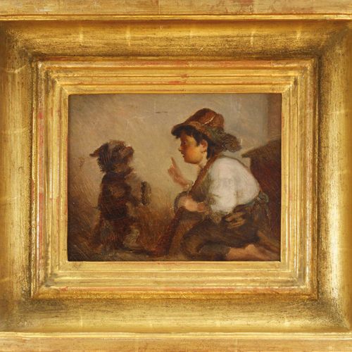 Schlegel, Friedrich August, Junge mit seinem Hund, der Männchen macht Schlegel, &hellip;