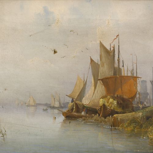 Hilgers, Carl, Anlandende Segelboote. (18)41 Hilgers, Carl (1818 Düsseldorf - 18&hellip;