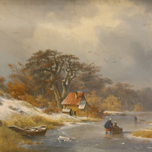 Hilgers, Carl, Winterlandschaft mit verschneitem Ufer. 1842 Hilgers, Carl (1818 &hellip;