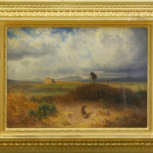 Achenbach, Andreas, Jagdszene in hügeliger Landschaft. 1846 Achenbach, Andreas (&hellip;