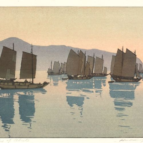 Japanischer Farbholzschnitt, Yoshida, Hiroshi, Morning of Abuto. 日本木版画，吉田博(1876 &hellip;