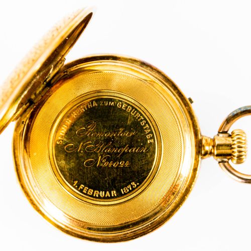 Null 
Antique ladies pocket watch, unstamped 18 K yellow gold case, front cover &hellip;