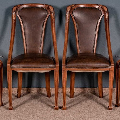 Null 
Set di 4 sedie imbottite in stile Art Nouveau francese. Art Nouveau, proba&hellip;